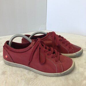 Softinos Isla Red Leather Lace Up Sneakers Size 37 (6.5 US)
